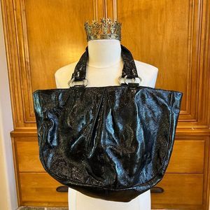 Nordstrom Black Large Patent Leather Bag Tote